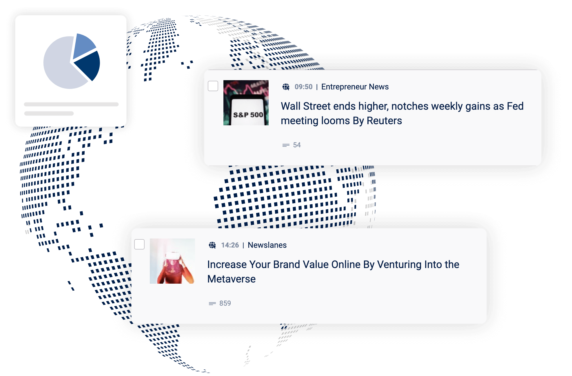 Dotted globe and news alerts